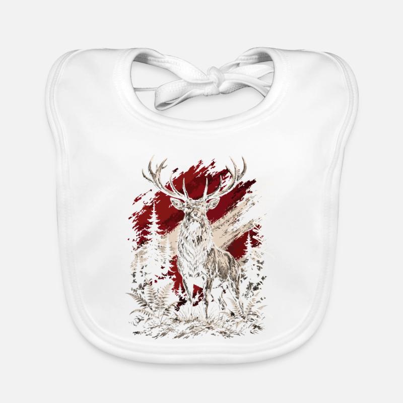 Hirsch im Wald – Rustikal Illustration Baby Bio-Lätzchen