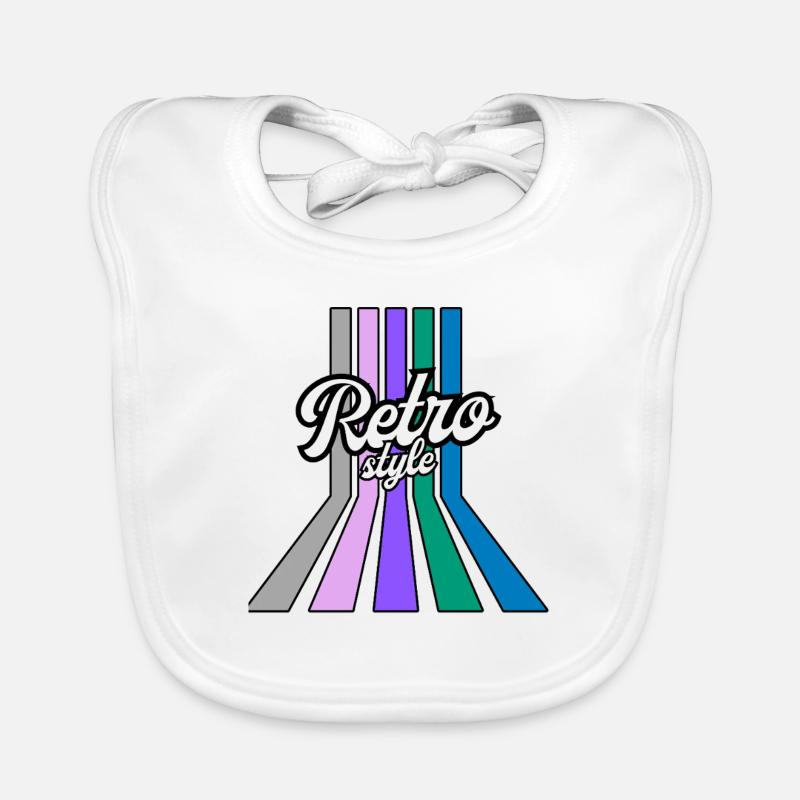StyleRétro Rayures Multicolores - Bavoir bio Bébé - blanc