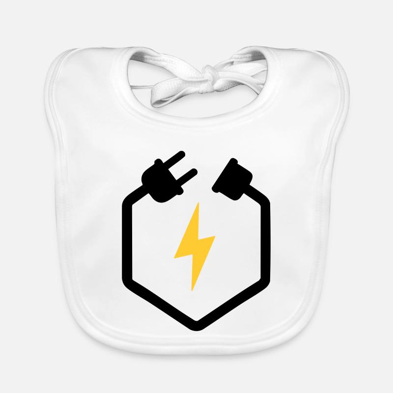Electrician Plug Power Lightning Logo Organic Baby Bibs