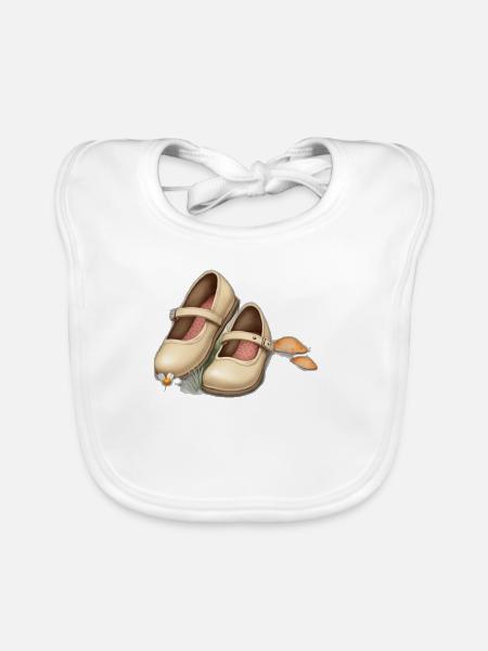 Baby Schuh Wiesenillustration - Baby Bio-Lätzchen - Weiß - Vorne