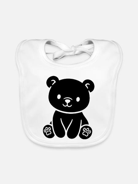 Süßer Teddybär für Babys und Kleinkinder - Baby Bio-Lätzchen - Weiß