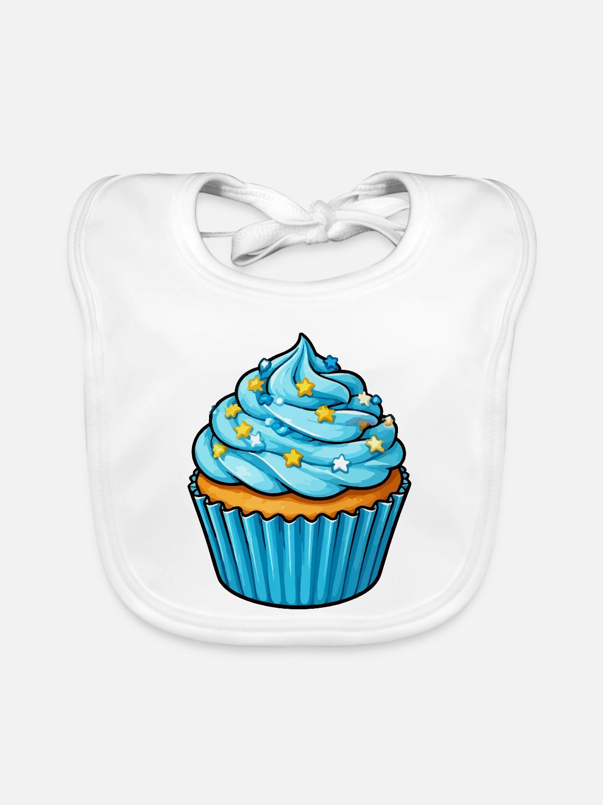 Cupcake Blautörtchen Sternenzauber - Baby Bio-Lätzchen - Weiß - Vorne