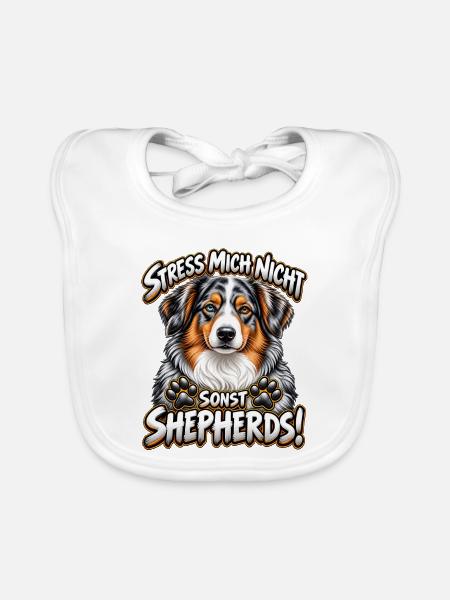 Australian Shepherd  - Baby Bio-Lätzchen - Weiß - Vorne