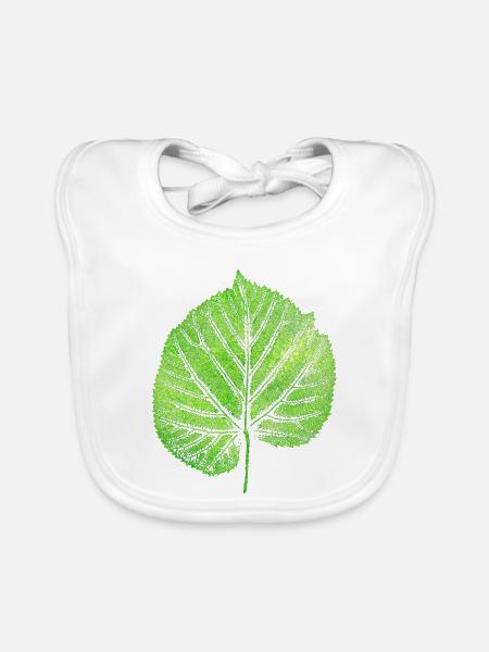 Lindenblatt - Blatt Linde / Botanik & Natur - Baby Bio-Lätzchen - Weiß - Vorne