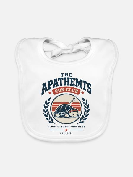 Apathetics Run Club Schlafende Schildkröte - Baby Bio-Lätzchen - Weiß - Vorne