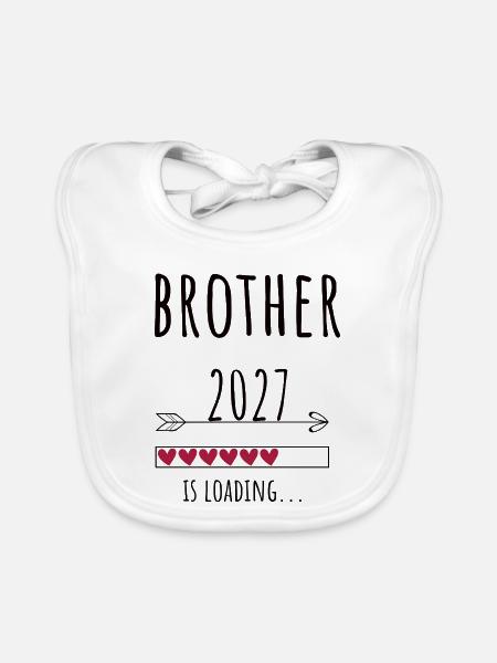 Pregnancy Announcement – Bruder 2027 Geschenk - Baby Bio-Lätzchen - Weiß - Vorne