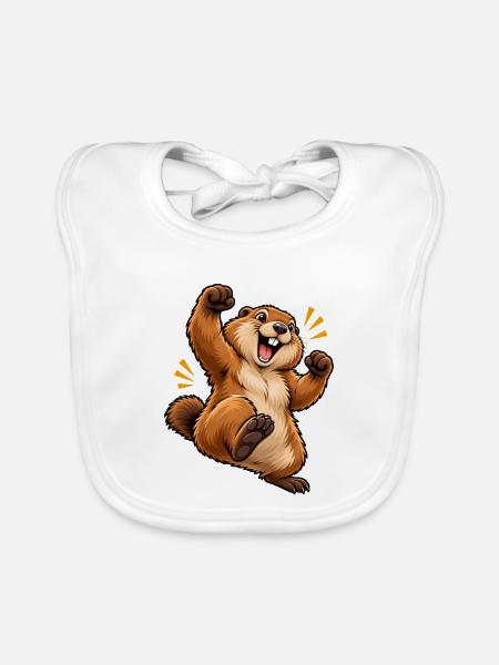 Cartoon springendes Eichhörnchen - Baby Bio-Lätzchen - Weiß - Vorne
