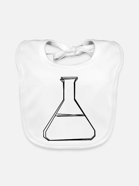 Laborkolben handgezeichnet - Baby Bio-Lätzchen - Weiß - Vorne
