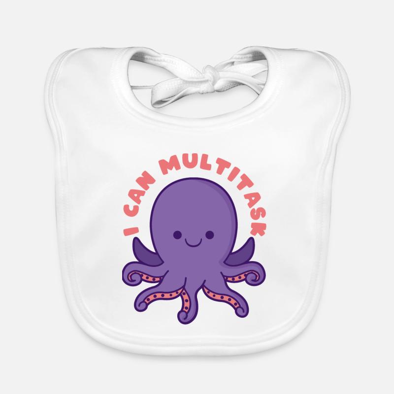 I can multitask Oktopus - Baby Bio-Lätzchen - Weiß