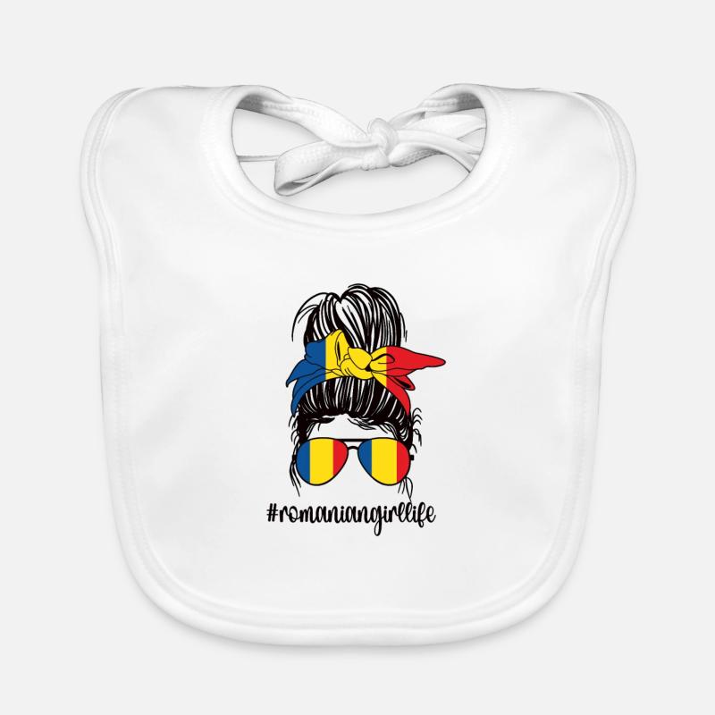 Fier drapeau roumain de la Roumanie Racines roumaines Bavoir bio Bébé
