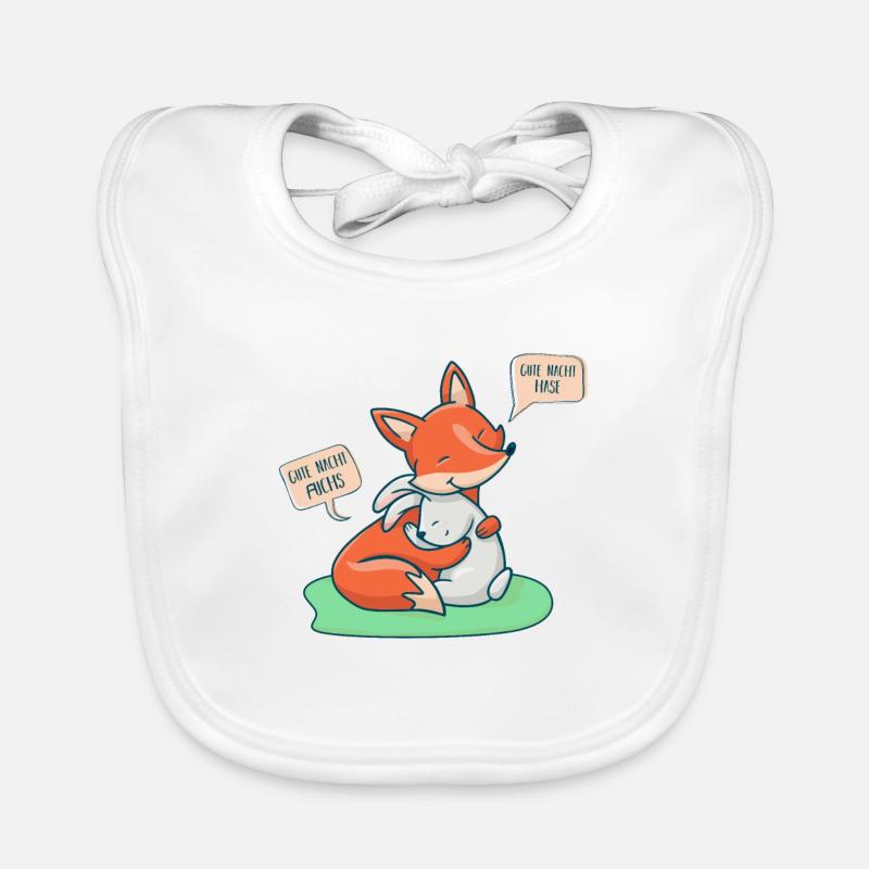 Where fox and hare say 'good night' Organic Baby Bibs