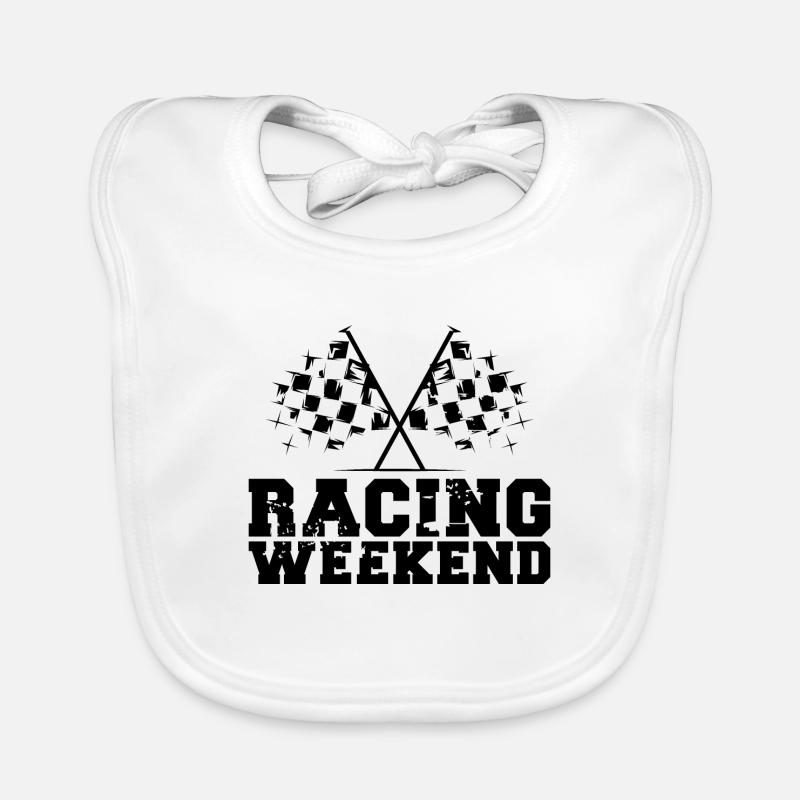 Voitures de week-end de course Drapeaux de symbole de course Bavoir bio Bébé