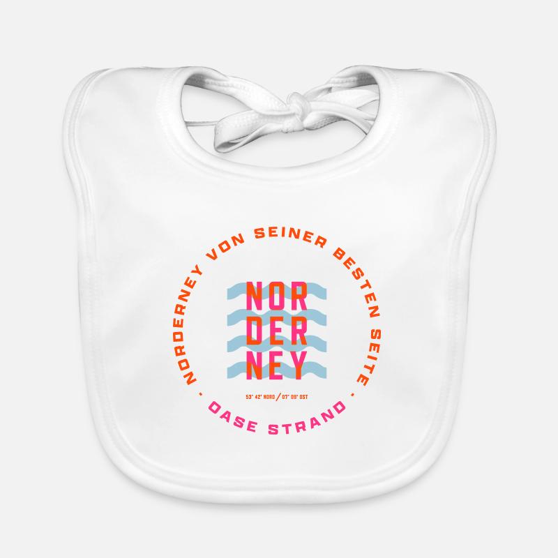Norderney Beach - Organic Baby Bibs - white