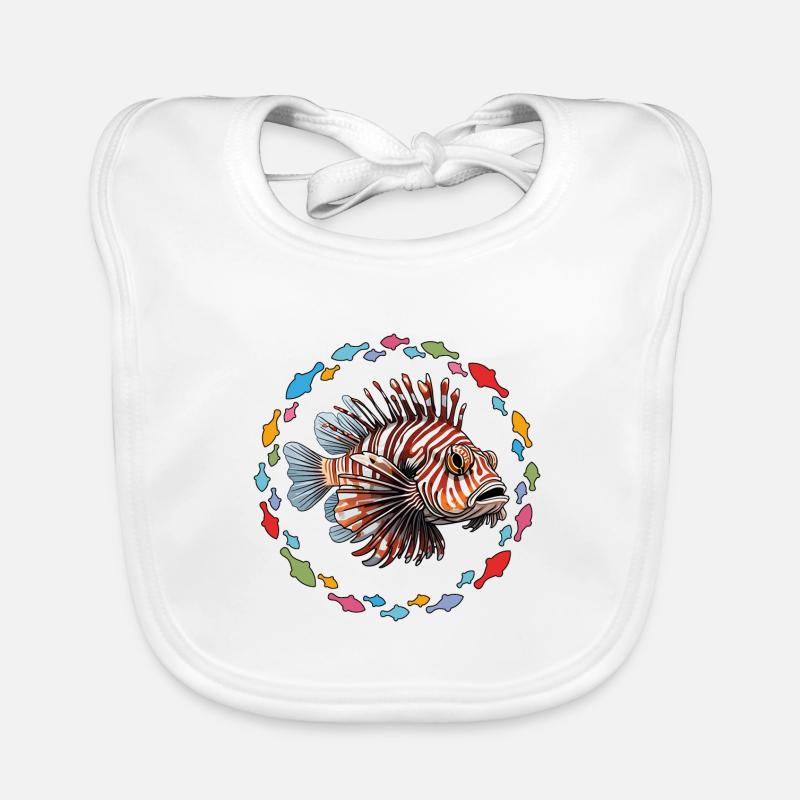 Poisson-lion Poisson corail dans le cercle de poissons Bavoir bio Bébé
