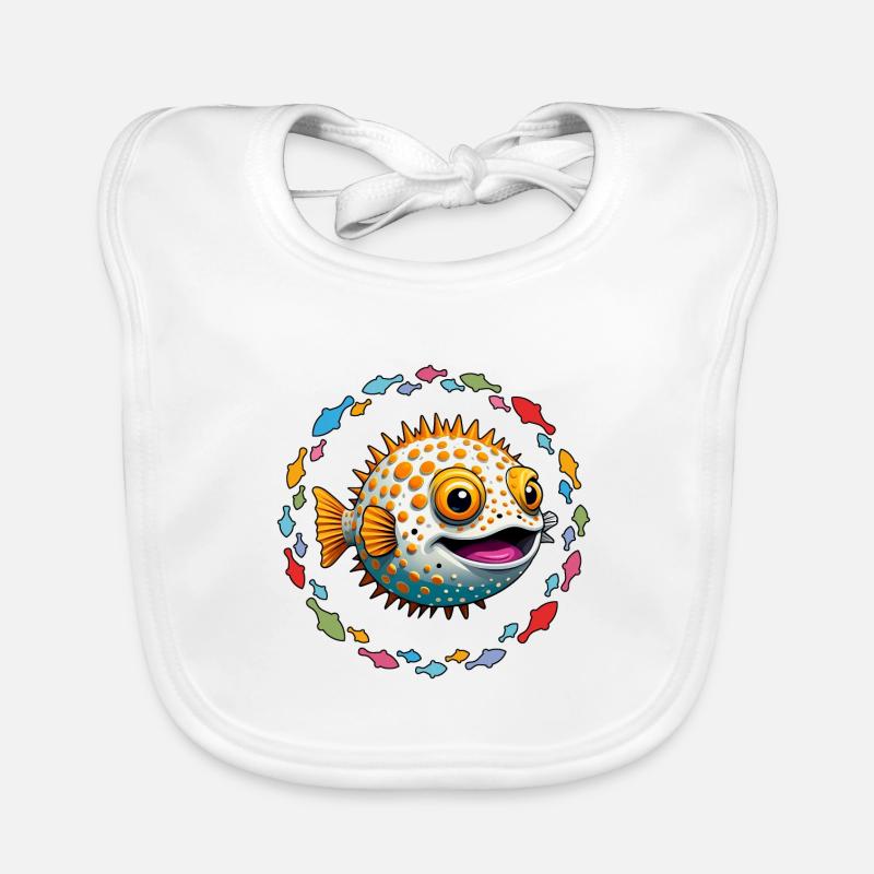 Poisson-globe dans le cercle coloré de poissons Bavoir bio Bébé