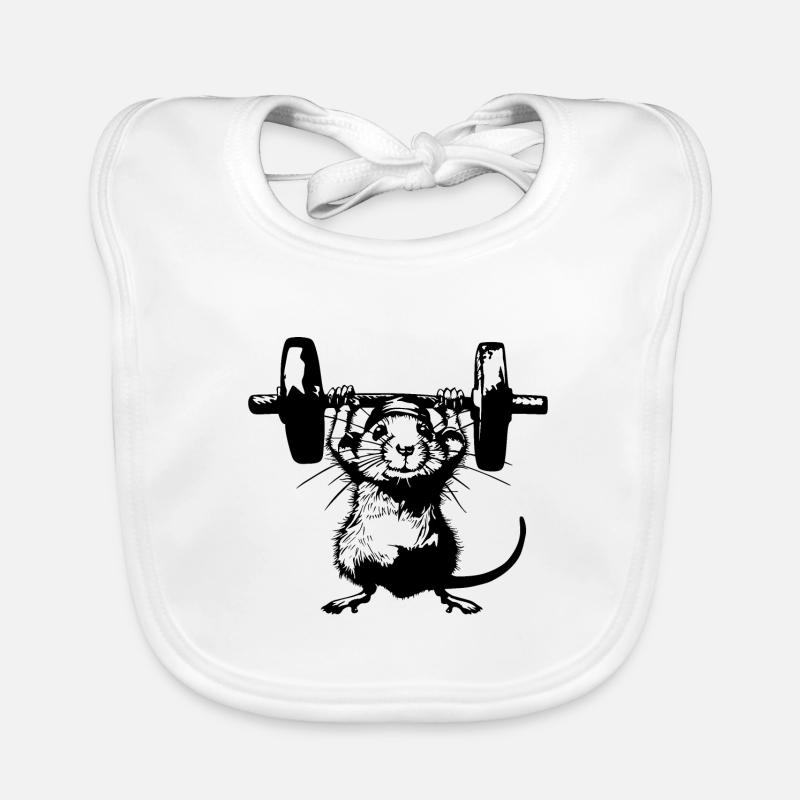 Rat de fer : la force et le style - Bavoir bio Bébé - blanc