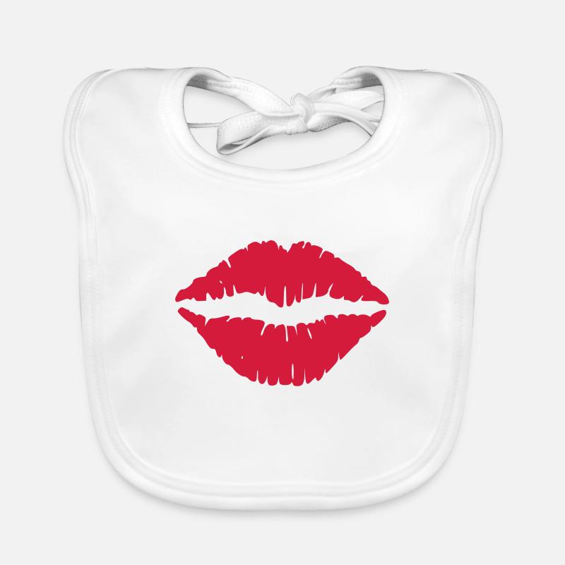 Lips - Organic Baby Bibs - white