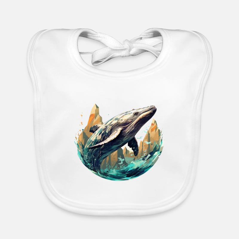 Wal - stylish, modern, abstrakt - Walkunst - Baby Bio-Lätzchen - Weiß