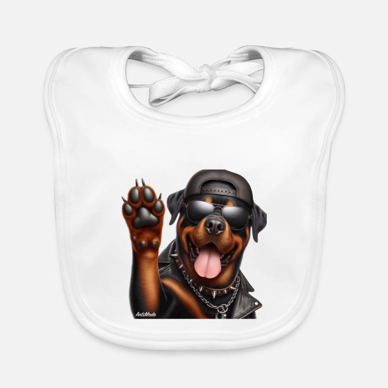 Rottweiller Salut - Bavoir bio Bébé - blanc