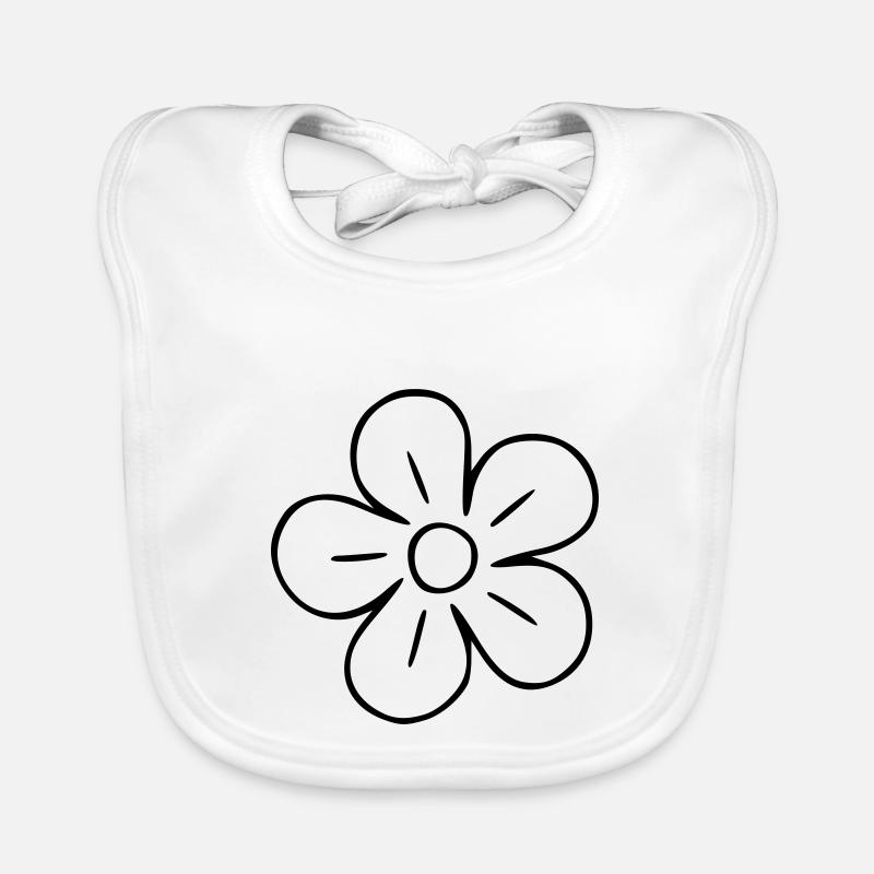 Flower drawing nature sketch black Organic Baby Bibs