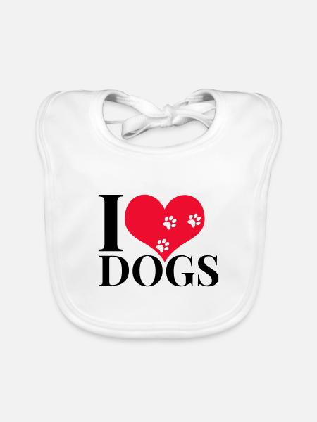 J'aime les chiens - Bavoir bio Bébé - blanc - Devant