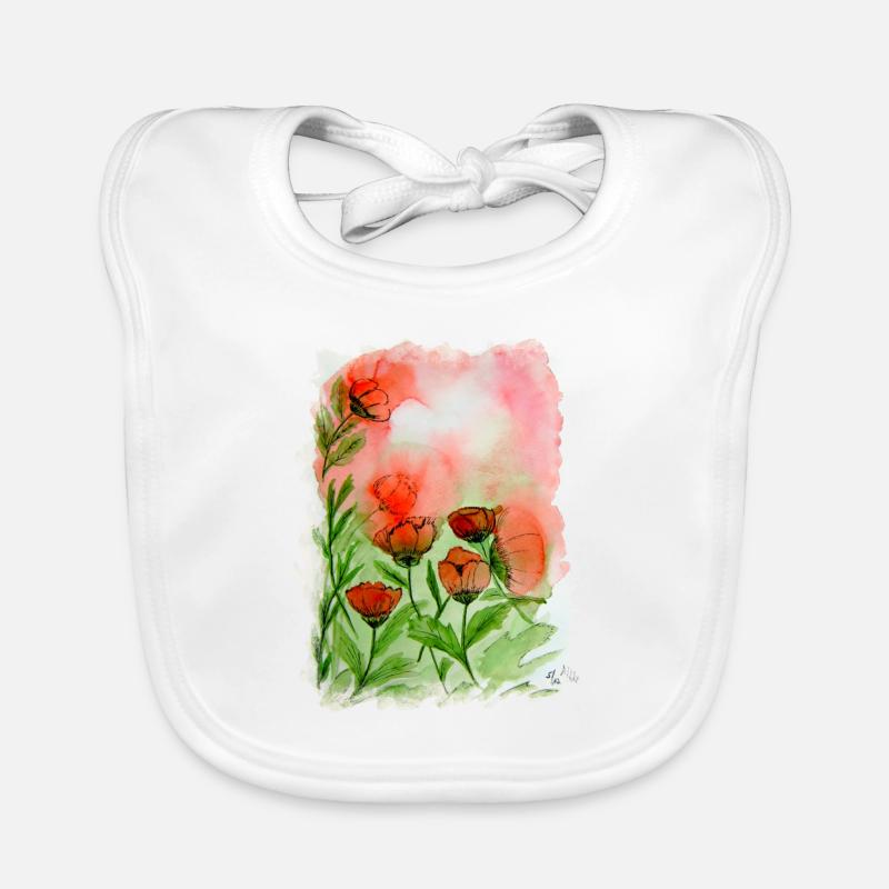 Mohnblumen Aquarell Baby Bio-Lätzchen
