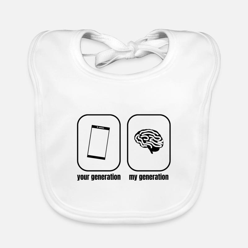 Mobile phone brain saying Organic Baby Bibs