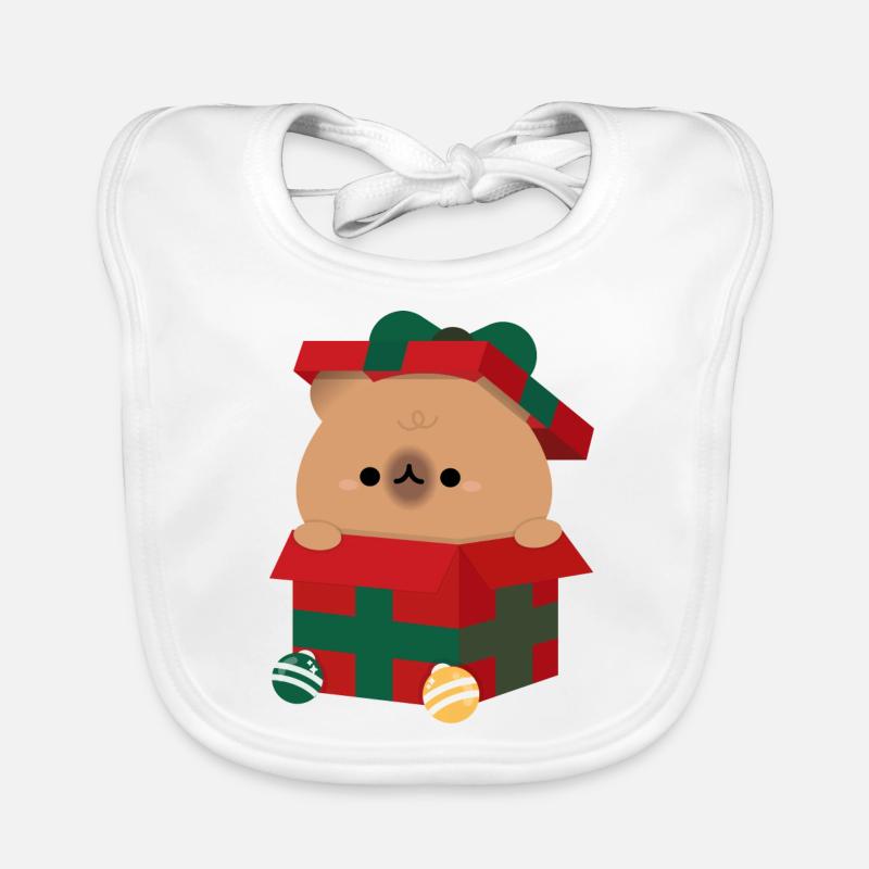 Capybara Christmas Present Organic Baby Bibs