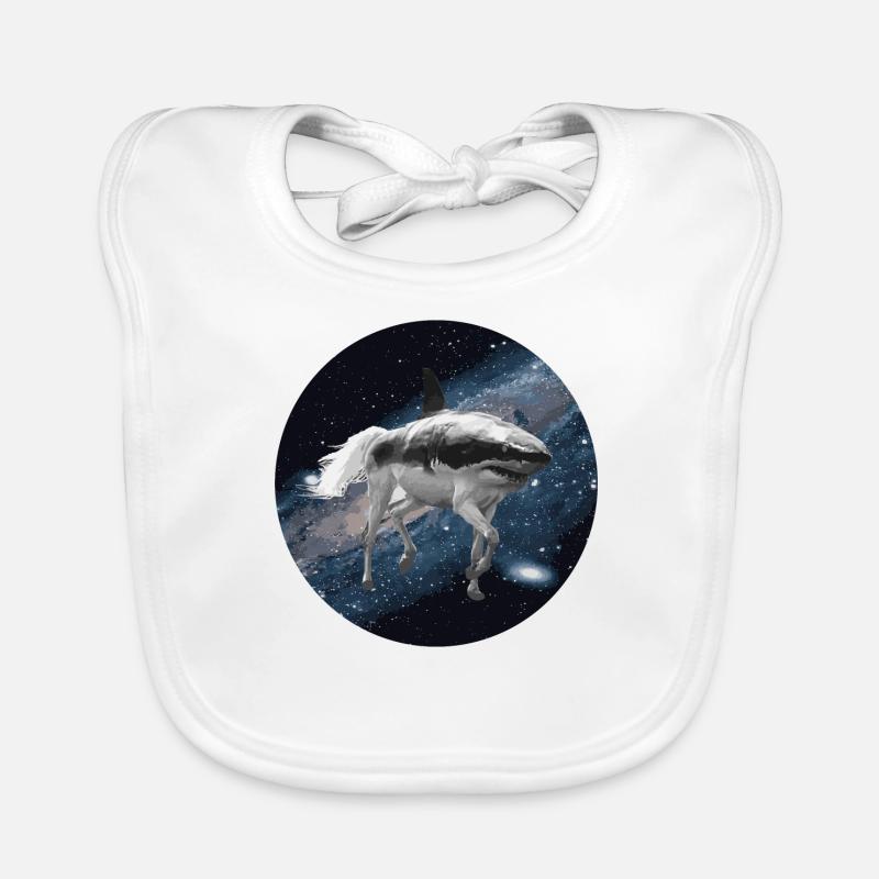 Shark horse in outer space Organic Baby Bibs