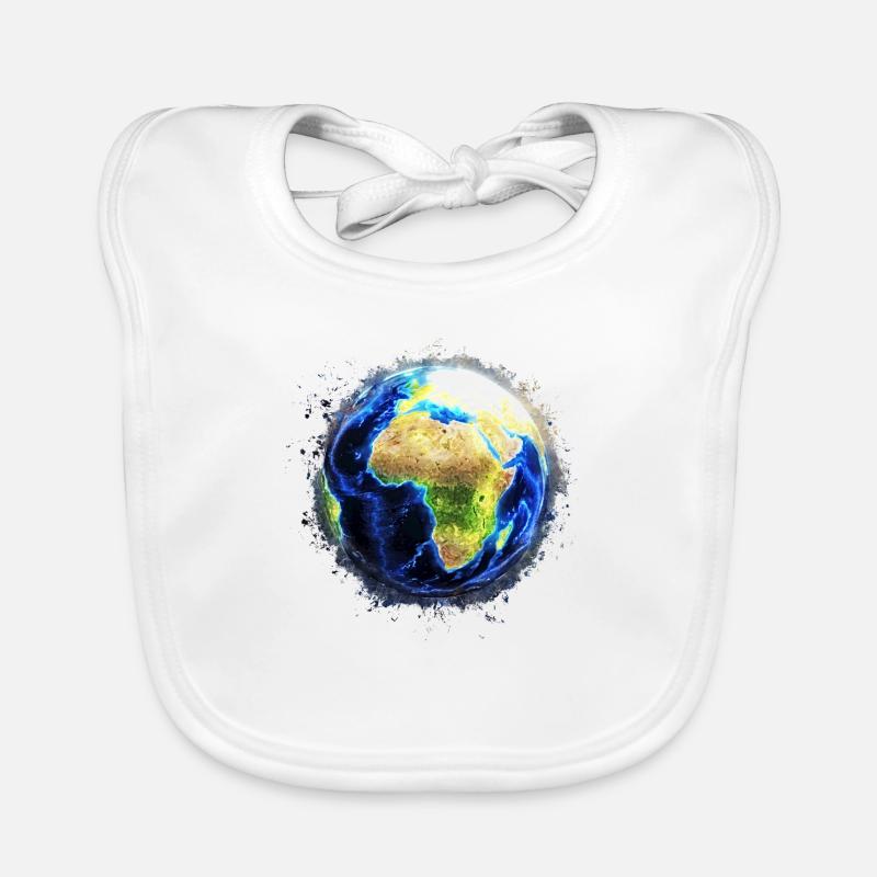 World Globe brightly glowing Organic Baby Bibs