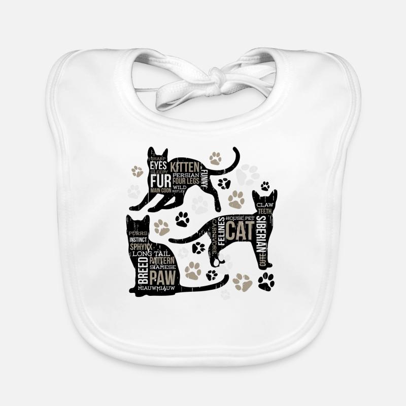Cat Love - Baby Bio-Lätzchen - Weiß