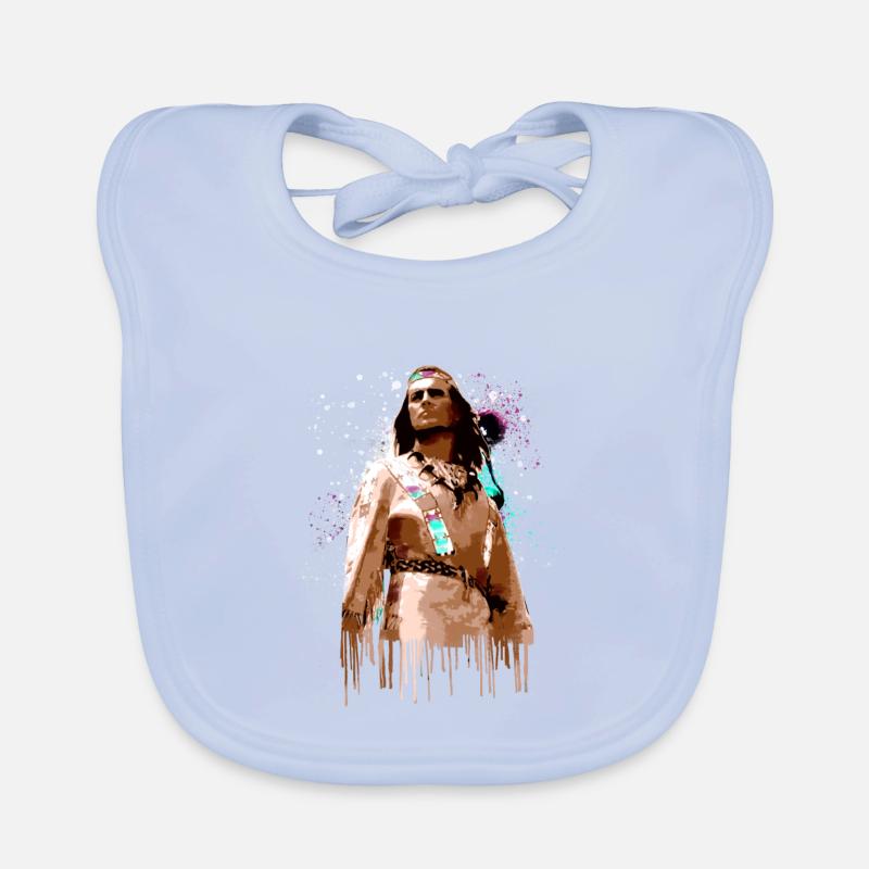 Winnetou,Indian,Illustration,Graffiti Organic Baby Bibs