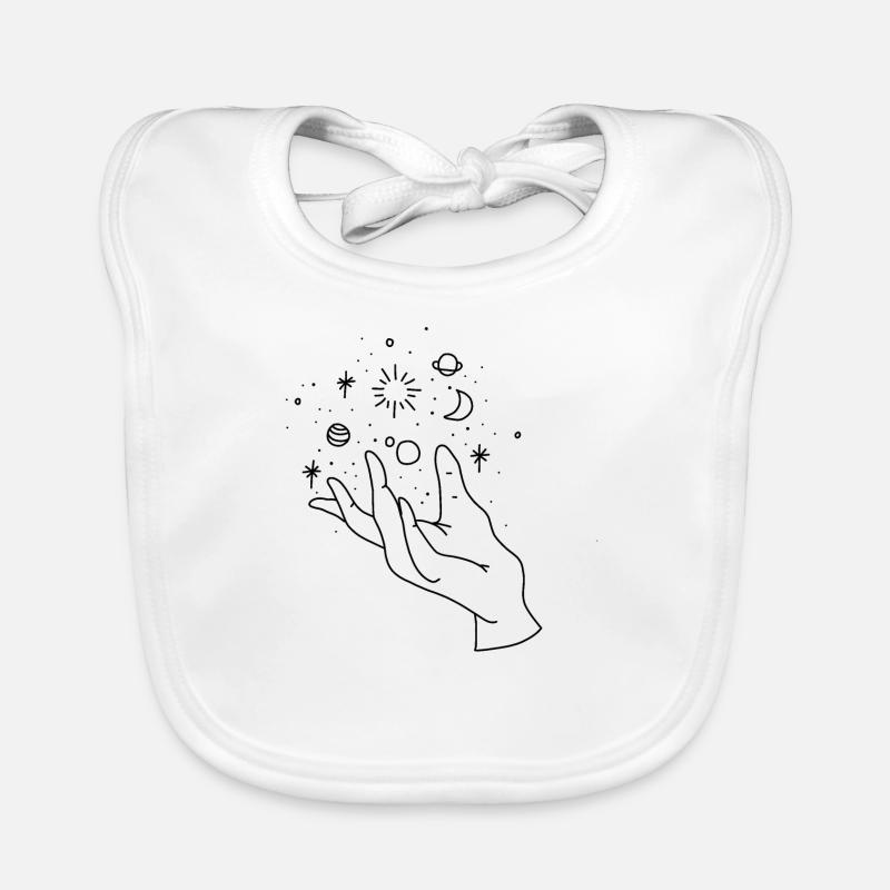 Hand moon space dark Organic Baby Bibs