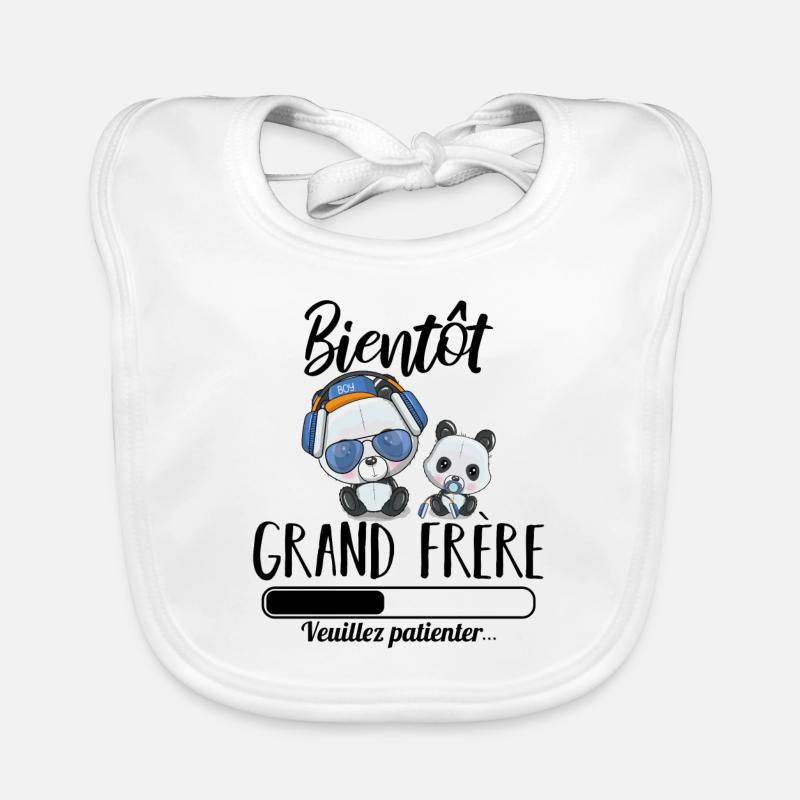 Bientôt grand frère panda - Bavoir bio Bébé - blanc