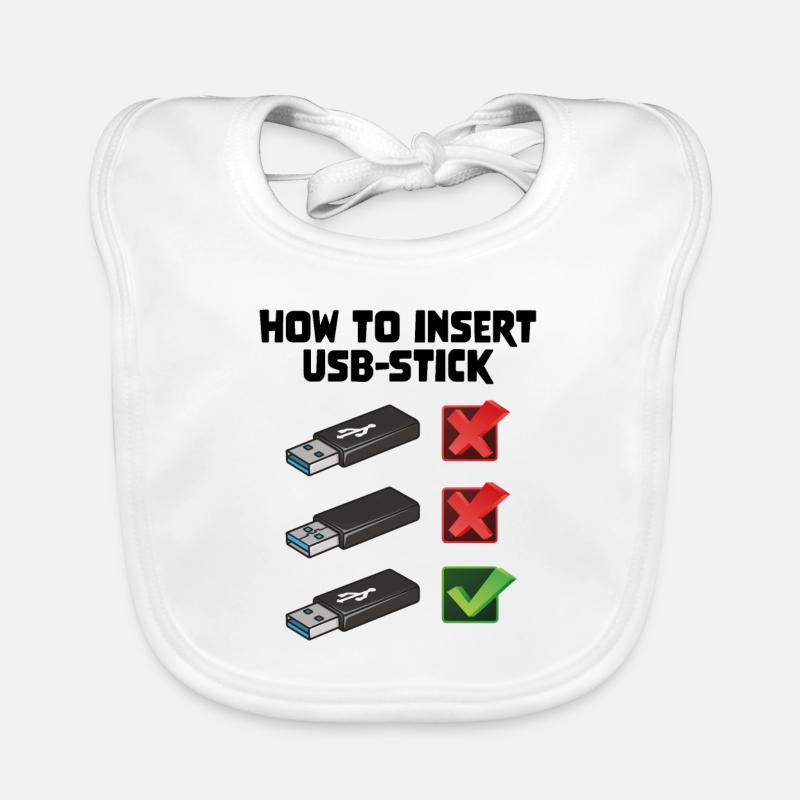 How To Insert USB Stick Funny Programmer Meme Baby Bio-Lätzchen