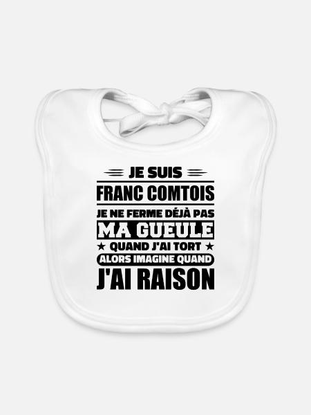 Franc comtois je ferme pas ma gueule franche comté - Bavoir bio Bébé - blanc - Devant