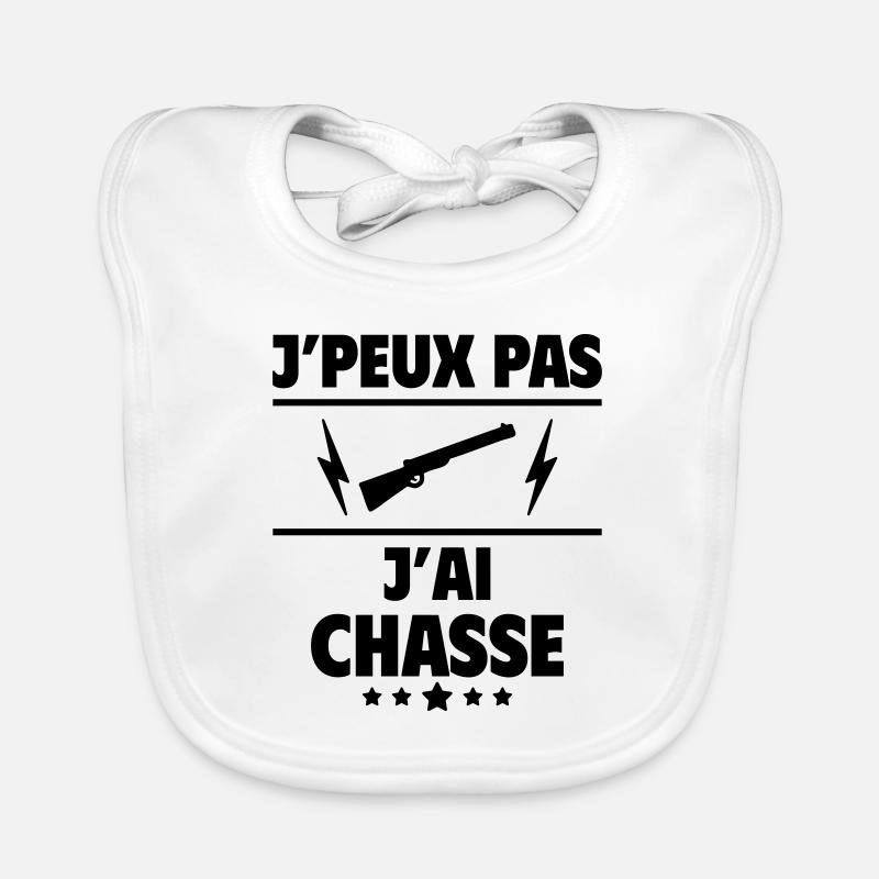 J'peux pas j'ai chasse, chasseur, chasseuse, noël - Bavoir bio Bébé - blanc