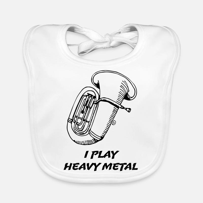 I Play Heavy Metal - Bavoir bio Bébé - blanc