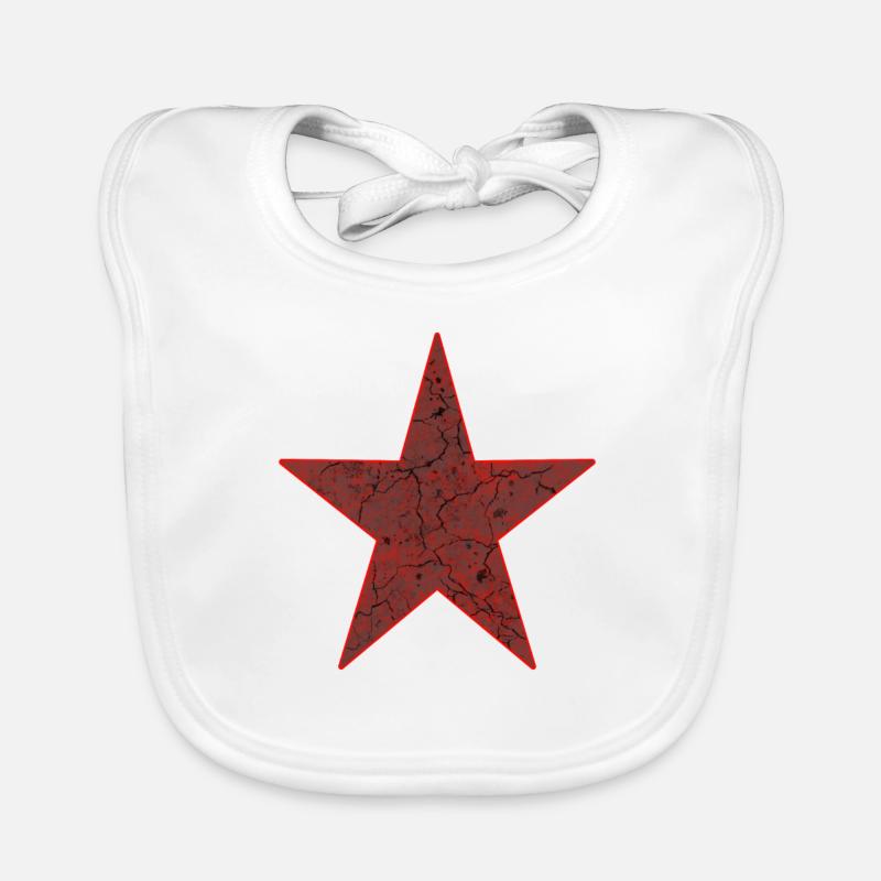 Star red - Organic Baby Bibs - white