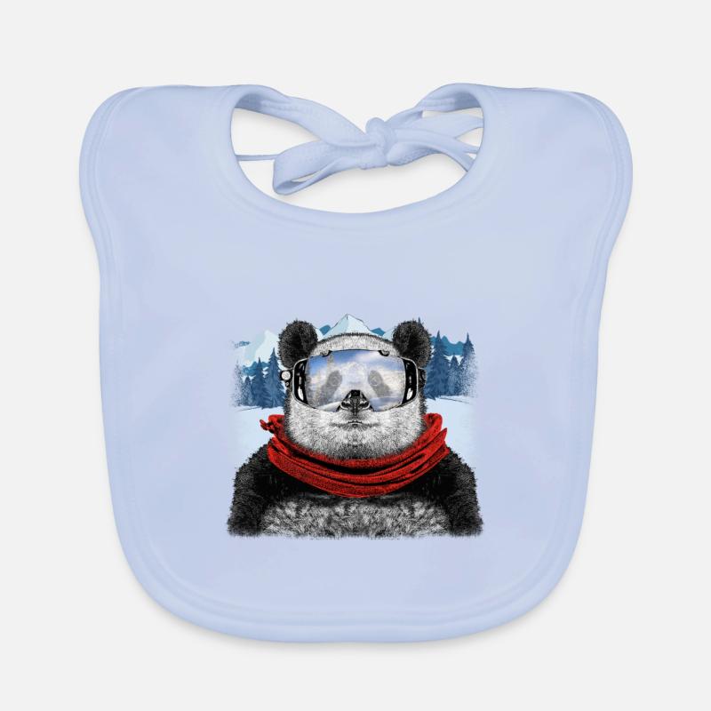 panda de ski Bavoir bio Bébé
