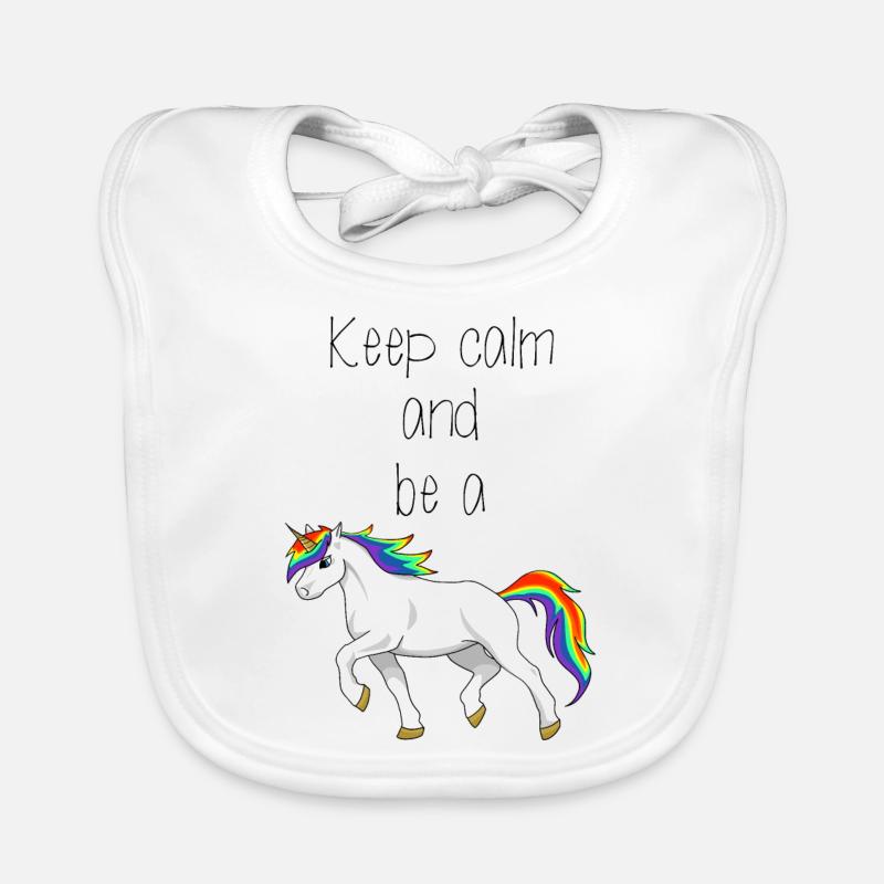 Ein Regenbogen laufendes Einhorn mit Spruch Baby Bio-Lätzchen