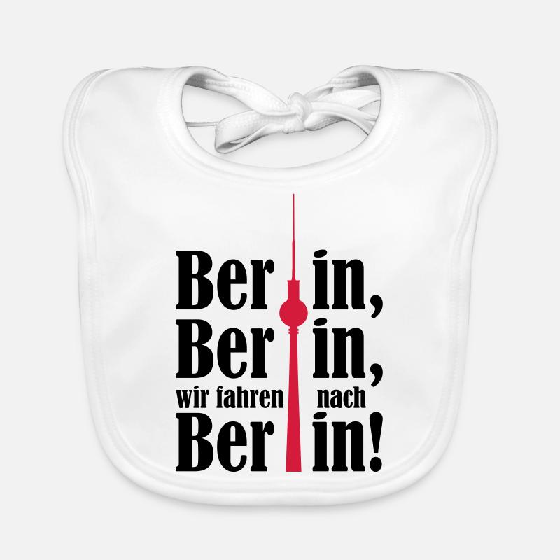 Berlin, nous allons à Berlin 2c - Bavoir bio Bébé - blanc