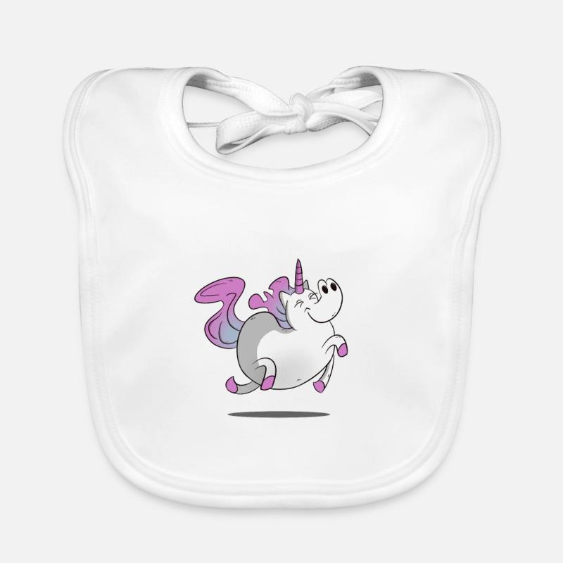 Licorne / Licorne - grasse et heureuse - Bavoir bio Bébé - blanc