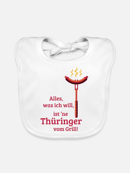 Eine Thüringer vom Grill! (3C) - Baby Bio-Lätzchen - Weiß - Vorne
