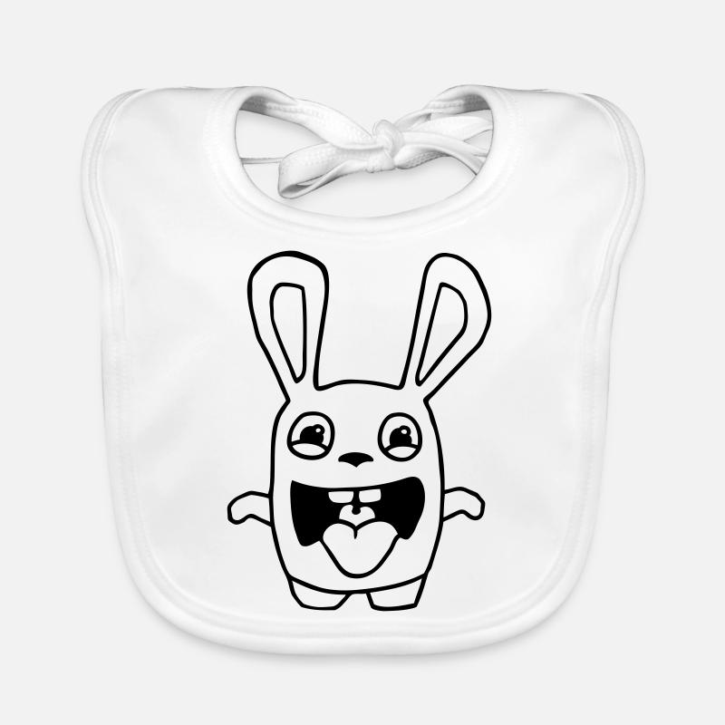 dessin lapin mignon débile style BD cartoon fun - Bavoir bio Bébé - blanc