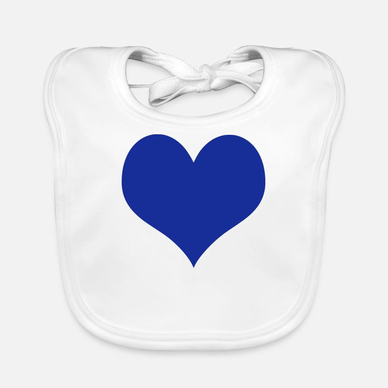 Cœur bleu - Bavoir bio Bébé - blanc