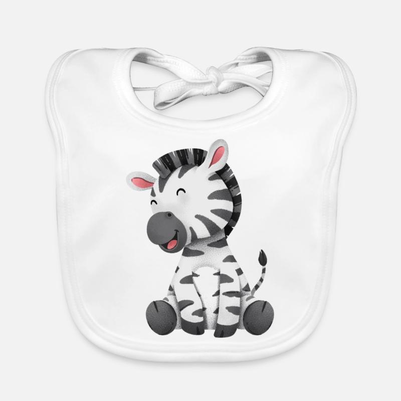 süße Tierfreunde Zebra lächeln - Baby Bio-Lätzchen - Weiß