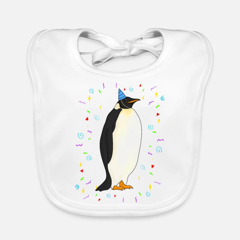 Pingouin d’anniversaire Bavoir bio Bébé