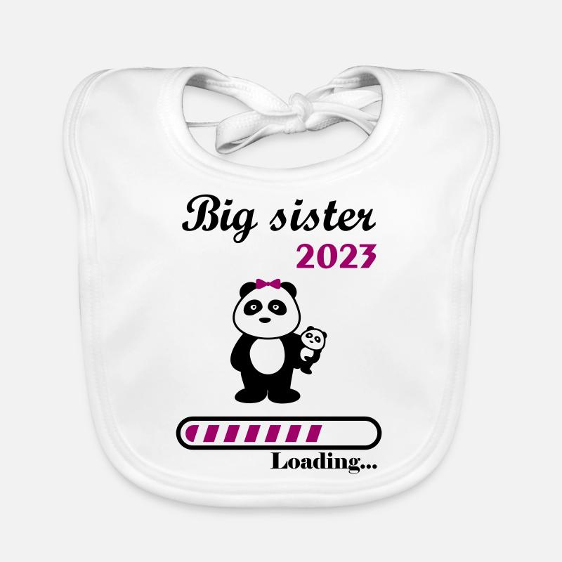 Große Schwester im Jahr 2023, bald Schwester, Gebu Baby Bio-Lätzchen