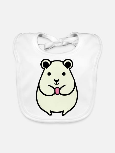 Hamster süß Tier Nagetier Tiere Haustier Vektor 2 - Baby Bio-Lätzchen - Weiß - Vorne